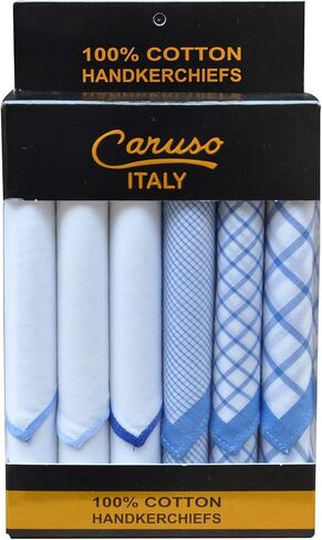 Caruso Italy 100% Cotton Men's Italia Handkerchief | Luxurious, Soft, and Ultra-Absorbent Handkerchief For Men | 50cm X 50cm in Saudi Arabia