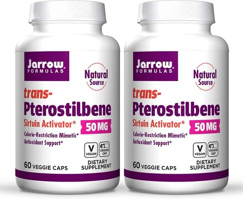 Jarrow Formulas trans-Pterostilbene, 50 Milligrams Per Serving, 60 Vegetarian Capsules. Pack of 2 bottles in Saudi Arabia