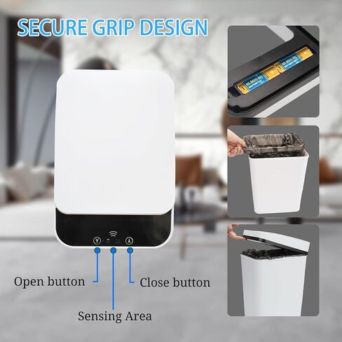 Bathroom Trash Can with Lid 2 Pack, 3.2 Gallon Touchless Garbage Can Smart Trash Can Motion Sensor Automatic Trash Can Waterproof Garbage Bin for Bedroom, Bathroom, Kitchen in Kuwait