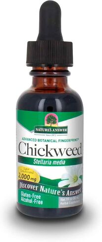 Nature's Answer Alcohol-Free Chickweed Stelleria Media 2000mg 1oz Extract | Herbal Supplement | Promotes Digestion | Non GMO, Kosher, Gluten Free , Vegan | Single Count in Saudi Arabia