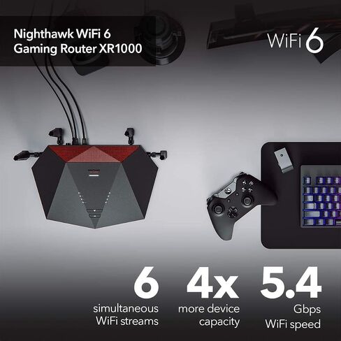 NETGEAR XR1000-100NAR Nighthawk AX5400 5.4Gbps 6-Stream Pro Gaming WiFi 6 Router - Certified Refurbished in Saudi Arabia