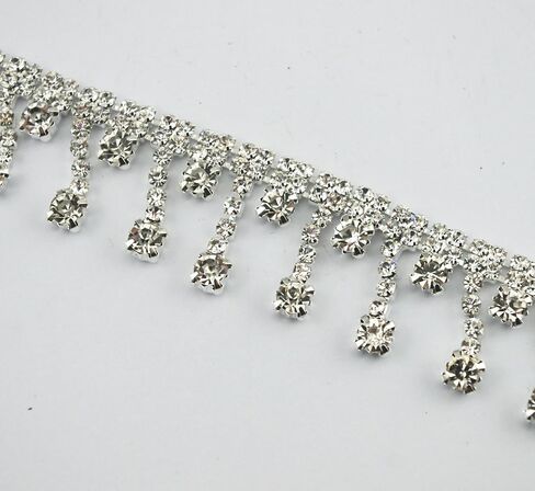 1 Yard 4mm Stunning Rivet Spike Stud Rhinestone Chain Applique Costume Sewing Trims Applique Embellishment Wedding Dress Decoration (LZ58) in Kuwait