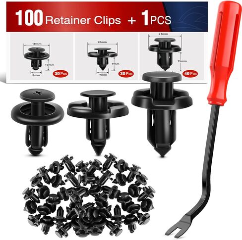 Nilight Car Retainer Clips Fastener Remover 6.3mm 8mm 9mm 10mm Expansion Screws Replacement Kit Bumper Push Rivet Clips for GM Ford Toyota Honda Chrysler,2 Years Warranty, 120PCS Clips & Remover in Kuwait