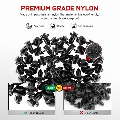 Nilight Car Retainer Clips Fastener Remover 6.3mm 8mm 9mm 10mm Expansion Screws Replacement Kit Bumper Push Rivet Clips for GM Ford Toyota Honda Chrysler,2 Years Warranty, 120PCS Clips & Remover in Kuwait