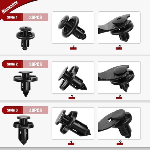 Nilight Car Retainer Clips Fastener Remover 6.3mm 8mm 9mm 10mm Expansion Screws Replacement Kit Bumper Push Rivet Clips for GM Ford Toyota Honda Chrysler,2 Years Warranty, 120PCS Clips & Remover in Kuwait