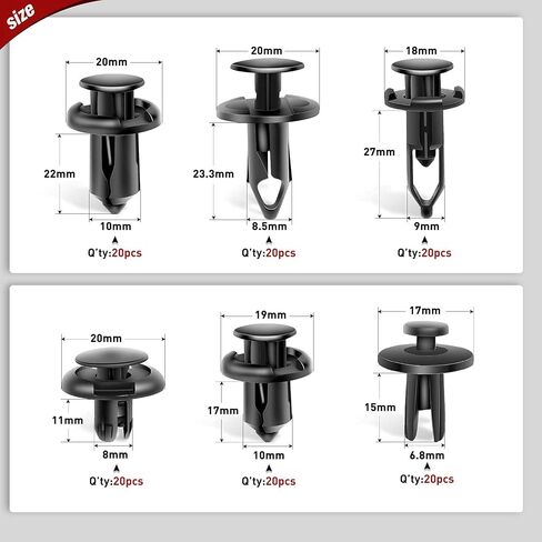 Nilight Car Retainer Clips Fastener Remover 6.3mm 8mm 9mm 10mm Expansion Screws Replacement Kit Bumper Push Rivet Clips for GM Ford Toyota Honda Chrysler,2 Years Warranty, 120PCS Clips & Remover in Kuwait