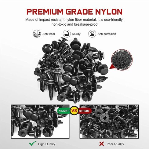Nilight Car Retainer Clips Fastener Remover 6.3mm 8mm 9mm 10mm Expansion Screws Replacement Kit Bumper Push Rivet Clips for GM Ford Toyota Honda Chrysler,2 Years Warranty, 120PCS Clips & Remover in Kuwait