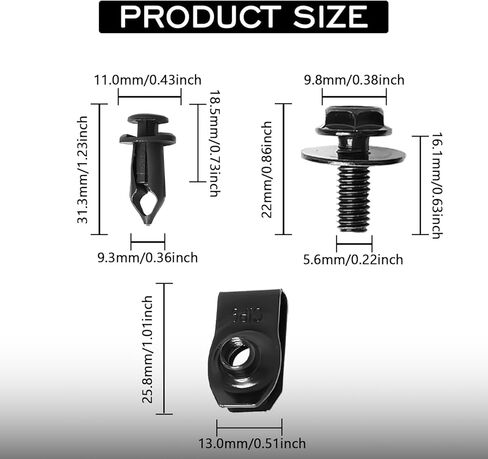 35PCS Engine Under Cover Splash Shield Body Bolts Screws, Bumper Guard Fender Liner Retainer Rivet Clips, 3 Sets U-Nut Hardware Kits, Replacement for G35 G37 FX35 FX45 (Black) in Kuwait