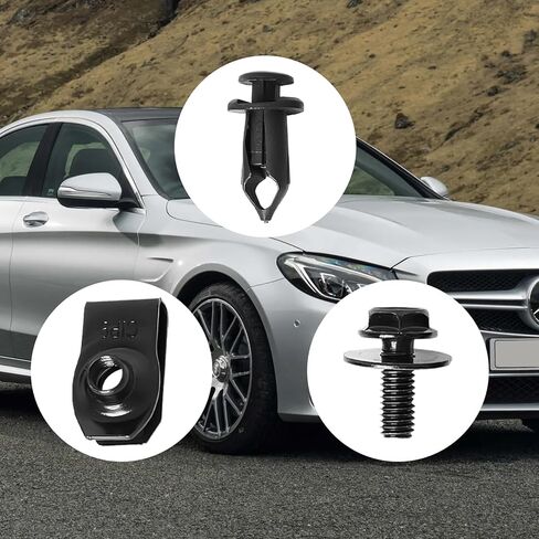35PCS Engine Under Cover Splash Shield Body Bolts Screws, Bumper Guard Fender Liner Retainer Rivet Clips, 3 Sets U-Nut Hardware Kits, Replacement for G35 G37 FX35 FX45 (Black) in Kuwait