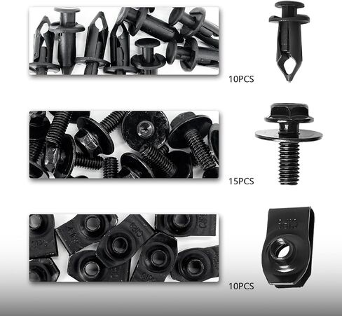 35PCS Engine Under Cover Splash Shield Body Bolts Screws, Bumper Guard Fender Liner Retainer Rivet Clips, 3 Sets U-Nut Hardware Kits, Replacement for G35 G37 FX35 FX45 (Black) in Kuwait