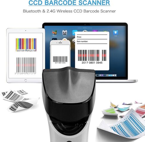 NETUM Fashionable Bluetooth Wireless 1D Barcode Scanner, Hands Free CCD Barcode Reader with Stand and Built-in Memory, Works with MAC OS, Windows, iOS, Android -DS5000 in Kuwait