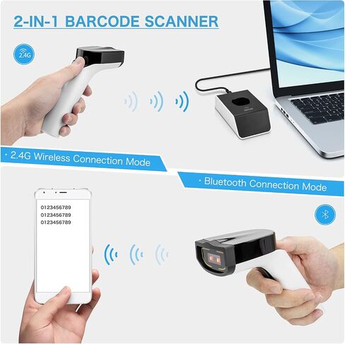 NETUM Fashionable Bluetooth Wireless 1D Barcode Scanner, Hands Free CCD Barcode Reader with Stand and Built-in Memory, Works with MAC OS, Windows, iOS, Android -DS5000 in Kuwait