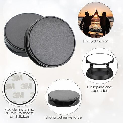 40 Pieces Blank Sublimation Phone Grip Holders Include 40 Collapsible Brackets and Sublimation Aluminum Sheets and Double-Sided Stickers DIY Expanding Finger Stand for Smartphones and Tablets (Black) in Saudi Arabia