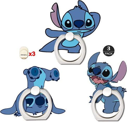 ZOSTLAND 3Pack Naughty Funny Blue Alien ET Handstand Alien Phone Ring عالمي 360 درجة قابل للتعديل جراب هاتف إصبع قبضة حامل حامل مكتب دعامة جبل سيارة متوافق مع iPhone15 14 13 12 MAX Plus iPad in Kuwait