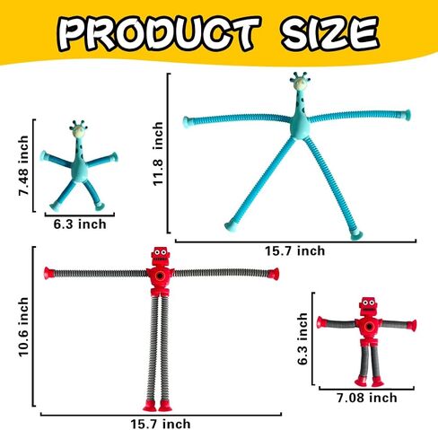8 عبوات من أنابيب البوب، لعبة تململ كوب شفط تلسكوبي للأطفال، ألعاب حسية تلسكوبية لتغيير الشكل للفتيات والأولاد والأطفال الصغار، صندوق كنز، هدايا للفصول الدراسية، هدايا للحفلات 3-8 8-12 in Kuwait