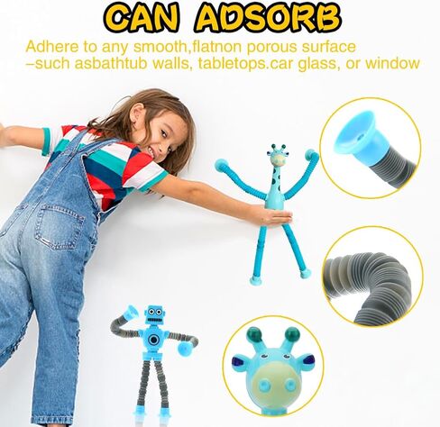 8 عبوات من أنابيب البوب، لعبة تململ كوب شفط تلسكوبي للأطفال، ألعاب حسية تلسكوبية لتغيير الشكل للفتيات والأولاد والأطفال الصغار، صندوق كنز، هدايا للفصول الدراسية، هدايا للحفلات 3-8 8-12 in Kuwait