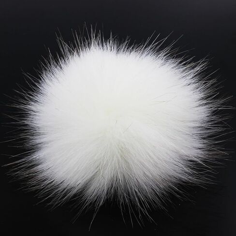 6pcs DIY Knitting Hats Accessories-Faux Fake Fur Pom Pom Ball with Press Button (Pure White) in Saudi Arabia