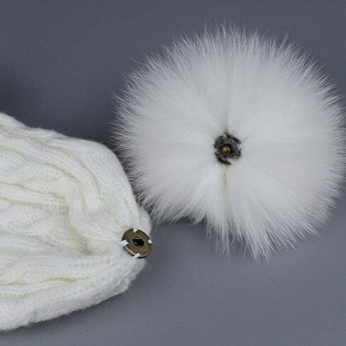 6pcs DIY Knitting Hats Accessories-Faux Fake Fur Pom Pom Ball with Press Button (Pure White) in Saudi Arabia