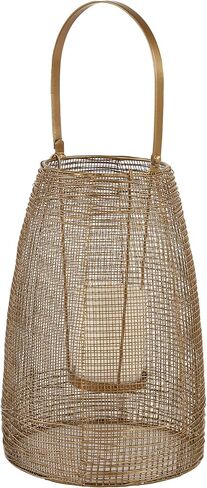 Deco 79 Metal Candle Lantern, 9" x 9" x 16", Gold in Saudi Arabia