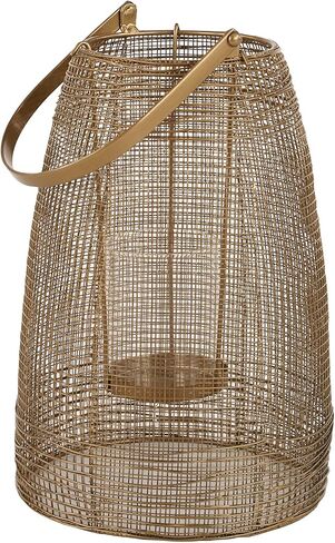 Deco 79 Metal Candle Lantern, 9" x 9" x 16", Gold in Saudi Arabia