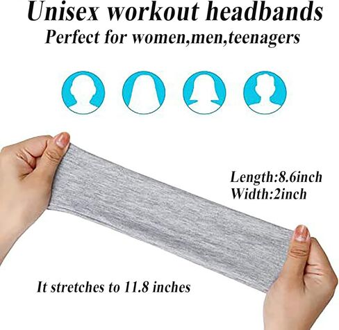 Non Slip Headbands for Women Men 7Pcs Fabric Headbands Soft Elastic Headband for Women Sports Workout Running Yoga Accessories Head Bands for Women's Hair Non Slip in Kuwait