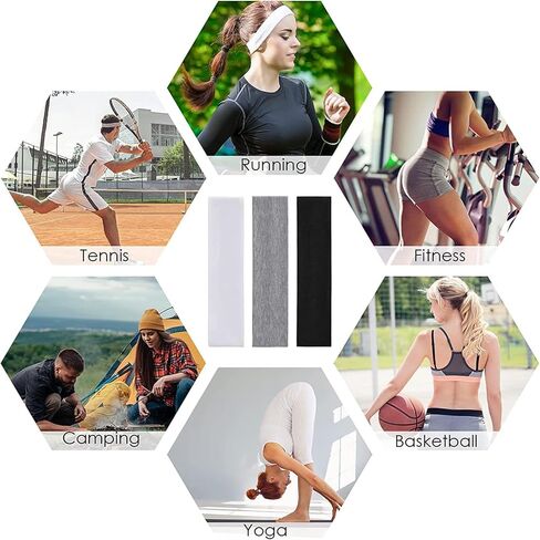 Non Slip Headbands for Women Men 7Pcs Fabric Headbands Soft Elastic Headband for Women Sports Workout Running Yoga Accessories Head Bands for Women's Hair Non Slip in Kuwait