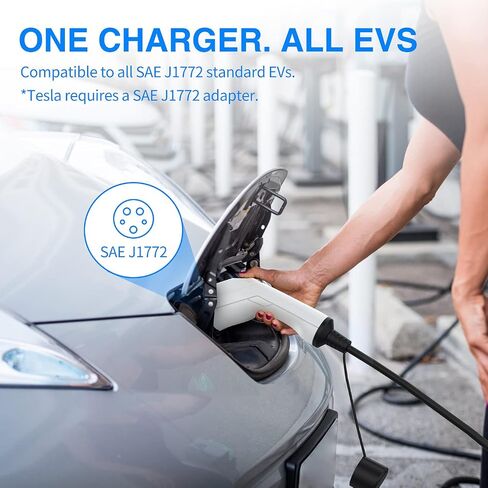 Portable EV Charger, NEMA 5-15 110v-120v Level 1 EV Charger,Adjustable Amp 6A/10A/13A/16A with 16.4Ft Cable, Home Electric Car Charger Stations for J1772 EVs, Tesla Need Adapter in Saudi Arabia