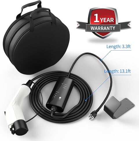 Portable EV Charger, NEMA 5-15 110v-120v Level 1 EV Charger,Adjustable Amp 6A/10A/13A/16A with 16.4Ft Cable, Home Electric Car Charger Stations for J1772 EVs, Tesla Need Adapter in Saudi Arabia