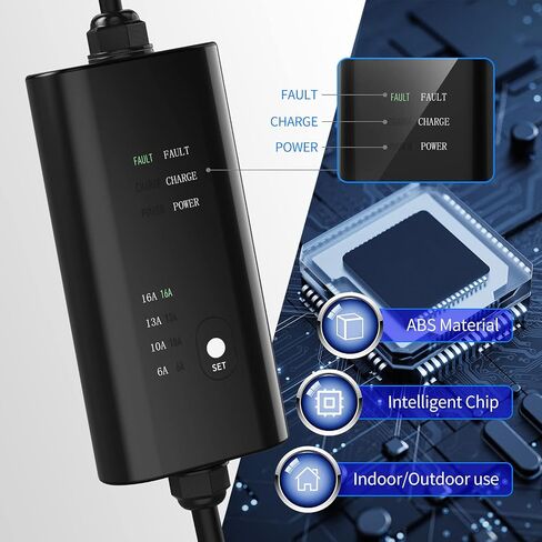 Portable EV Charger, NEMA 5-15 110v-120v Level 1 EV Charger,Adjustable Amp 6A/10A/13A/16A with 16.4Ft Cable, Home Electric Car Charger Stations for J1772 EVs, Tesla Need Adapter in Saudi Arabia