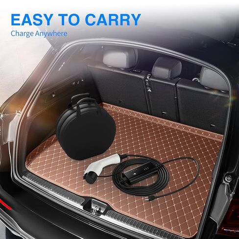 Portable EV Charger, NEMA 5-15 110v-120v Level 1 EV Charger,Adjustable Amp 6A/10A/13A/16A with 16.4Ft Cable, Home Electric Car Charger Stations for J1772 EVs, Tesla Need Adapter in Saudi Arabia