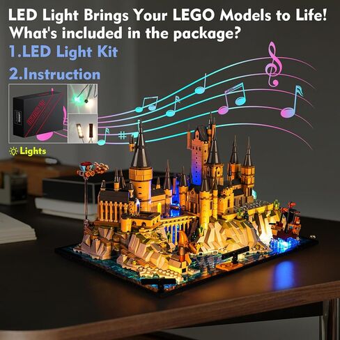 VONADO LED Light Kit for Lego Hogwarts Castle and Grounds 76419, Music Version Creative Lighting Set Accessories Compatible with Lego 76419 for Fans (Lights Only, No Models) in Kuwait