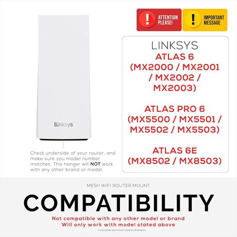 Wall Mount for Linksys Atlas 6 / Atlas Pro 6 / Atlas 6E (MX8502 & MX8503) WiFi Router, Easy to Install Holder Bracket, Reduce Interference & Clutter, Adhesive & Screw-in Mounting in Saudi Arabia