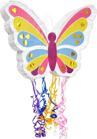 BLUE PANDA Pull String Butterfly Pinata for Girls Birthday Party, Fairy Decorations for Flower-Themed Celebrations (Small, 16.5 x 13 x 3 Inches) in Saudi Arabia