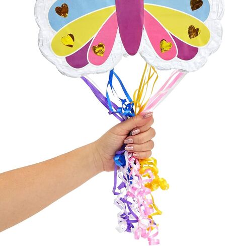 BLUE PANDA Pull String Butterfly Pinata for Girls Birthday Party, Fairy Decorations for Flower-Themed Celebrations (Small, 16.5 x 13 x 3 Inches) in Saudi Arabia