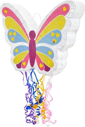 BLUE PANDA Pull String Butterfly Pinata for Girls Birthday Party, Fairy Decorations for Flower-Themed Celebrations (Small, 16.5 x 13 x 3 Inches) in Saudi Arabia