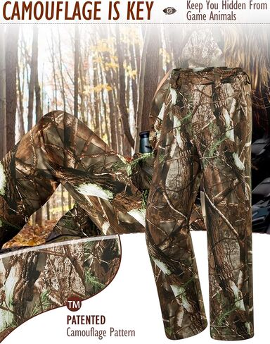 Ultra-Quiet Women's Camo Hunting Pants, Water Resistant Fleece Lined Flexible Camo Pants, Lightweight & Breathable in Saudi Arabia