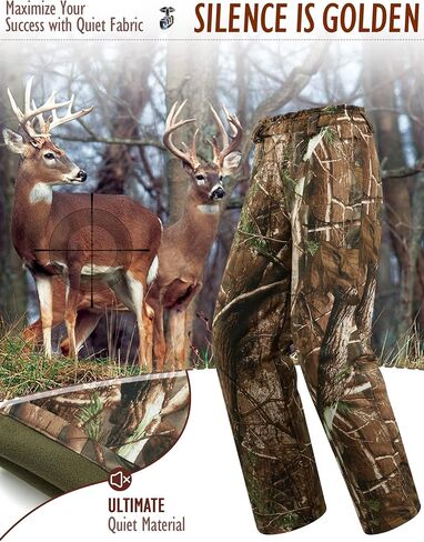 Ultra-Quiet Women's Camo Hunting Pants, Water Resistant Fleece Lined Flexible Camo Pants, Lightweight & Breathable in Saudi Arabia