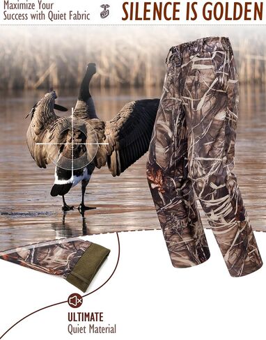 Ultra-Quiet Women's Camo Hunting Pants, Water Resistant Fleece Lined Flexible Camo Pants, Lightweight & Breathable in Saudi Arabia