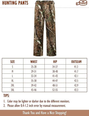 Ultra-Quiet Women's Camo Hunting Pants, Water Resistant Fleece Lined Flexible Camo Pants, Lightweight & Breathable in Saudi Arabia