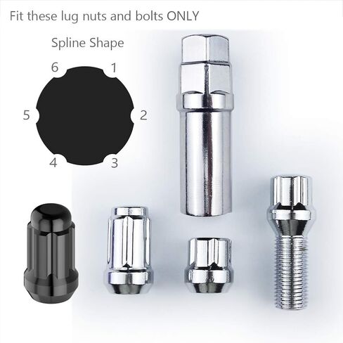 WHEEL CONNECT Lug Nuts Key for Spline Drive Lug Nuts and Bolts, 5 Point Spline Lug Nuts Socket，19 mm (3/4") & 21 mm (13/16") Hex,Chrome Finish. in Saudi Arabia