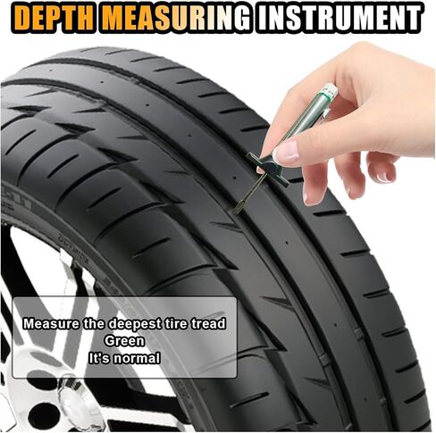 Car Tire Tread Depth Gauge, Tire Tread Gauge Color Coded, Professional Tire Thread Depth Meter Tool in 32nds, Suitable for Most Car Models (1 PCS) in Saudi Arabia
