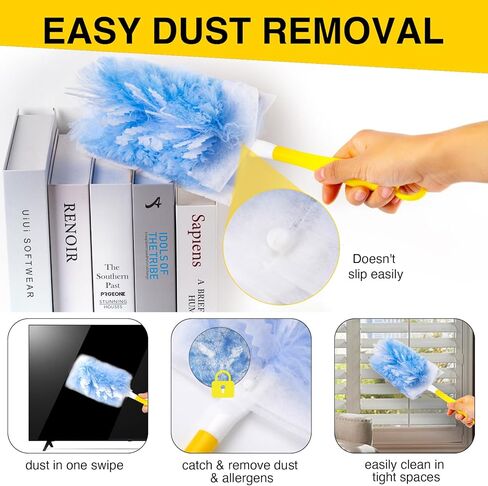Duster Refills for Swiffer Heavy Duty Refill Kit, Multi Surface 360 Duster + 2 Handle for Cleaning Home, Office, Furniture in Kuwait
