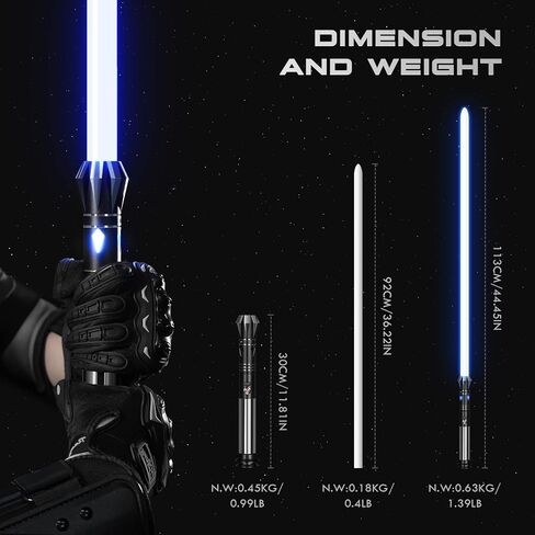 Upgrade RGB3.0 Dueling Light Saber, Motion Control Smooth Swing Light Sabers, 16 Sound Fonts Light Saber with 16 RGB Infinite Color Changing, Rechargeable Metal Hilt for Adults Gift in Kuwait
