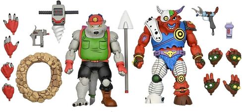 NECA 81893 TMNT Cartoon Dirtbag/GROUNDCHUCK 2-Pack Ninja Statues, Multicoloured in Saudi Arabia