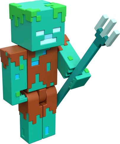 Minecraft Drowned Zombie 3.25" scale Video Game Authentic Action Figure with Accessory and Craft-a-block in Saudi Arabia
