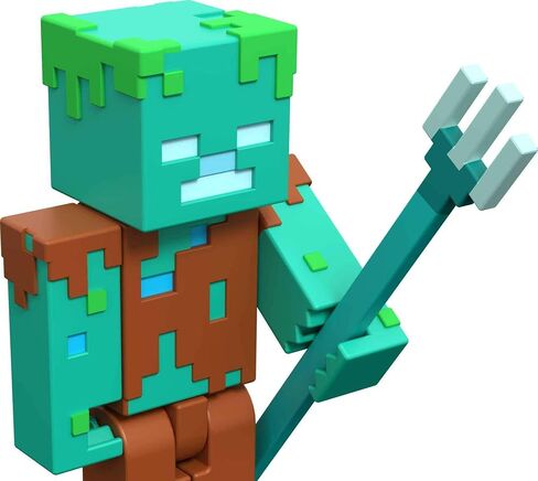 Minecraft Drowned Zombie 3.25" scale Video Game Authentic Action Figure with Accessory and Craft-a-block in Saudi Arabia