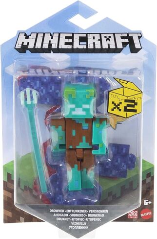 Minecraft Drowned Zombie 3.25" scale Video Game Authentic Action Figure with Accessory and Craft-a-block in Saudi Arabia