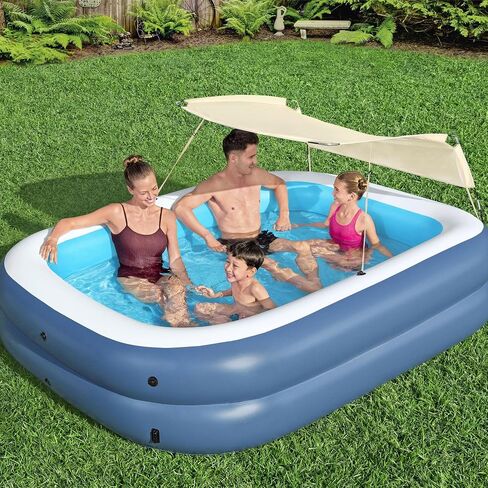 H2OGO! 8 Foot 4 Inch x 70 Inch Summer Bliss Shaded Inflatable Family Pool for Kids Ages 6 Above in Saudi Arabia