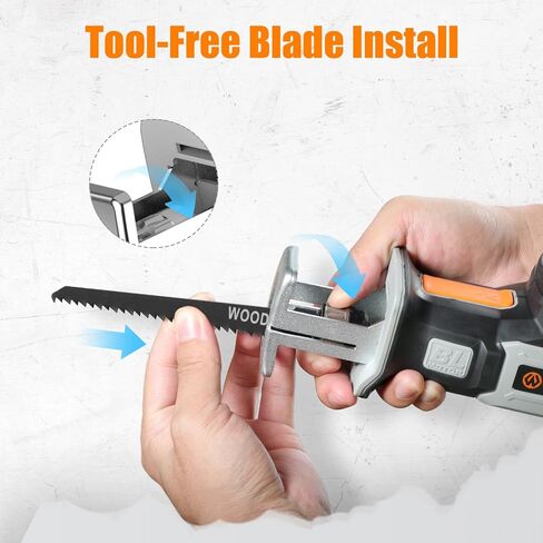 منشار ترددي من موقع العمل، منشار ترددي لاسلكي 20 فولت مع بطارية وشاحن 2.0 أمبير في الساعة، مشغل سرعة متغيرة 0-3000 SPM، 6 شفرات منشار لقطع الأنابيب الخشبية/المعدنية/PVC in Kuwait