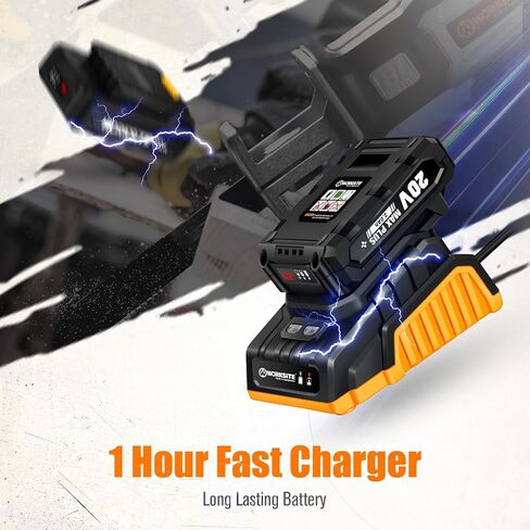 منشار ترددي من موقع العمل، منشار ترددي لاسلكي 20 فولت مع بطارية وشاحن 2.0 أمبير في الساعة، مشغل سرعة متغيرة 0-3000 SPM، 6 شفرات منشار لقطع الأنابيب الخشبية/المعدنية/PVC in Kuwait